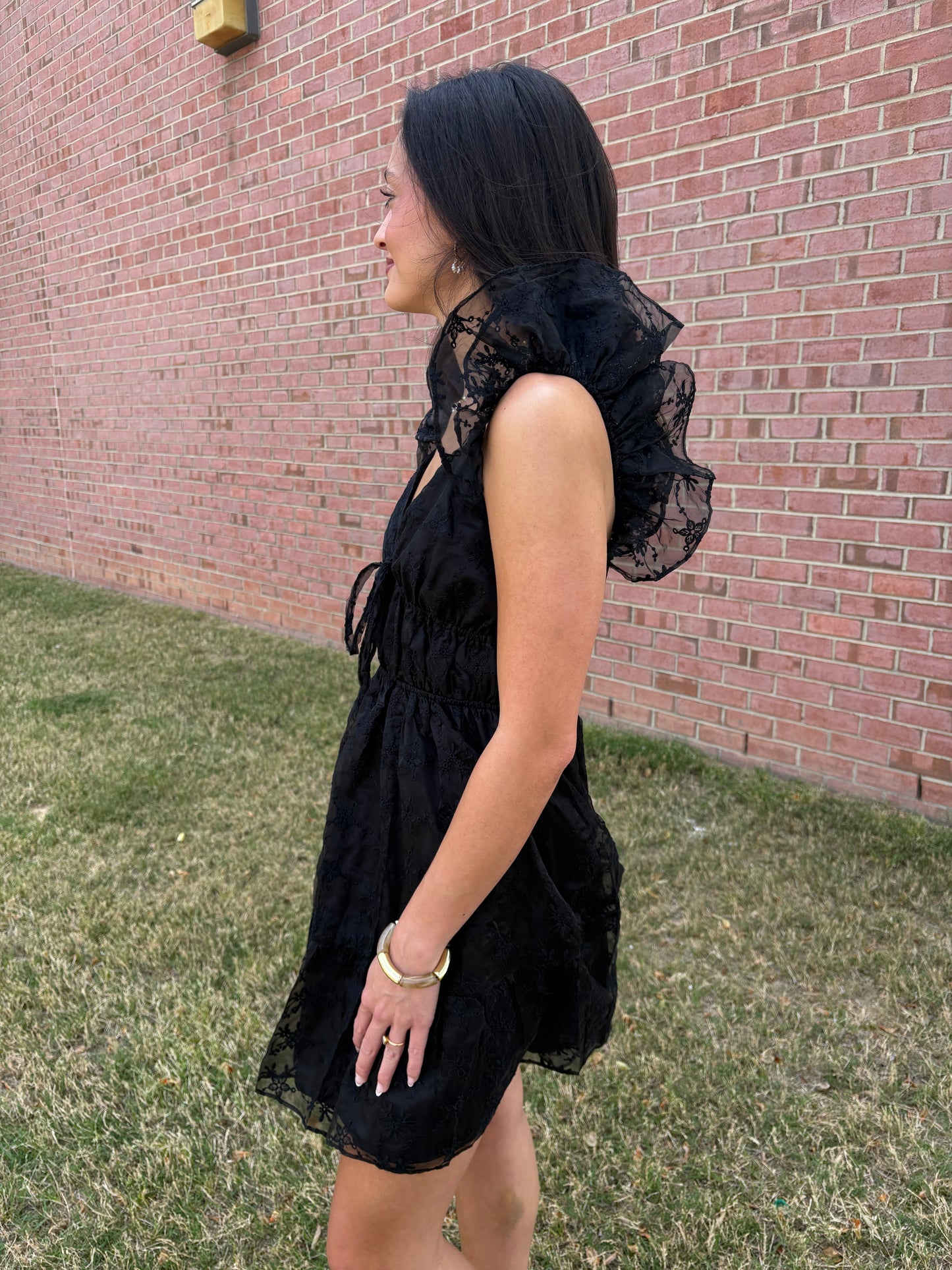 Black Chiffon Embroidered Dress