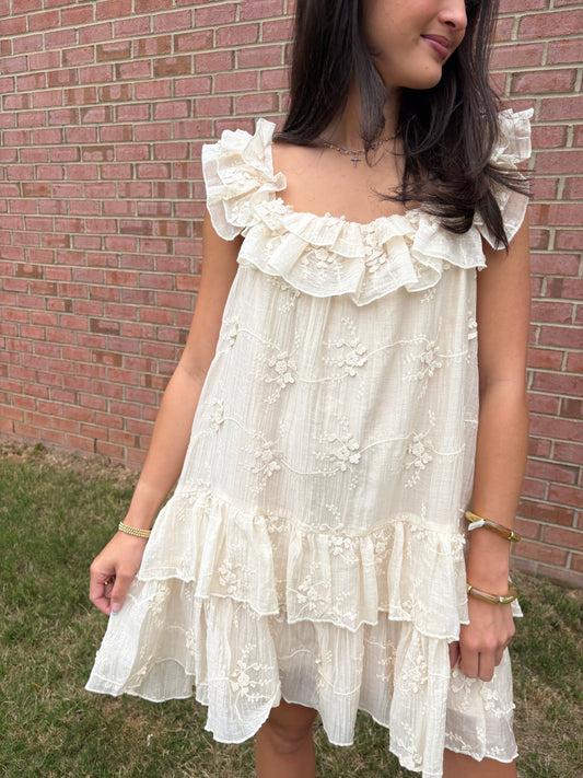 Mae Ruffled Embroidered Dress
