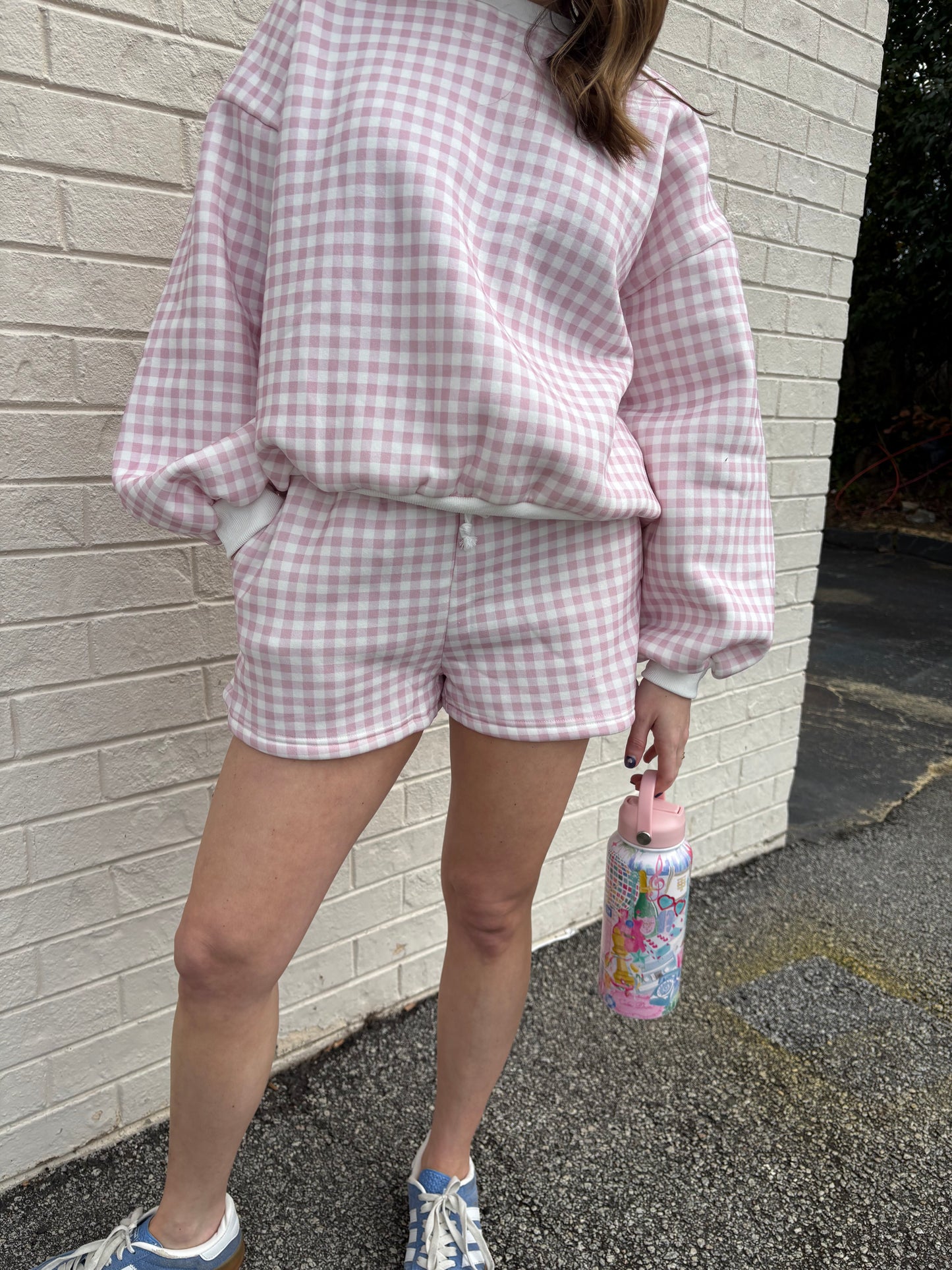 Baby Pink Gingham Shorts Set