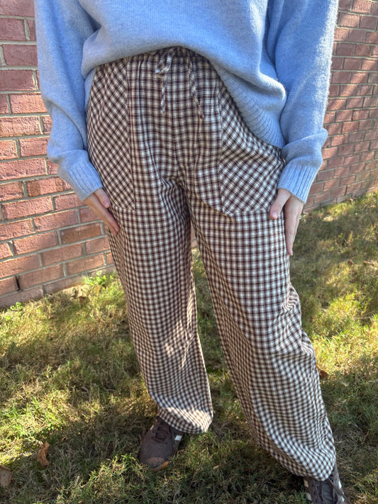 Teddy Brown Gingham Pants