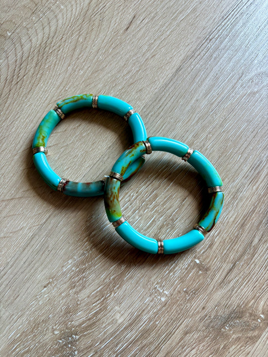 Turquoise Bamboo Stretch Bracelet
