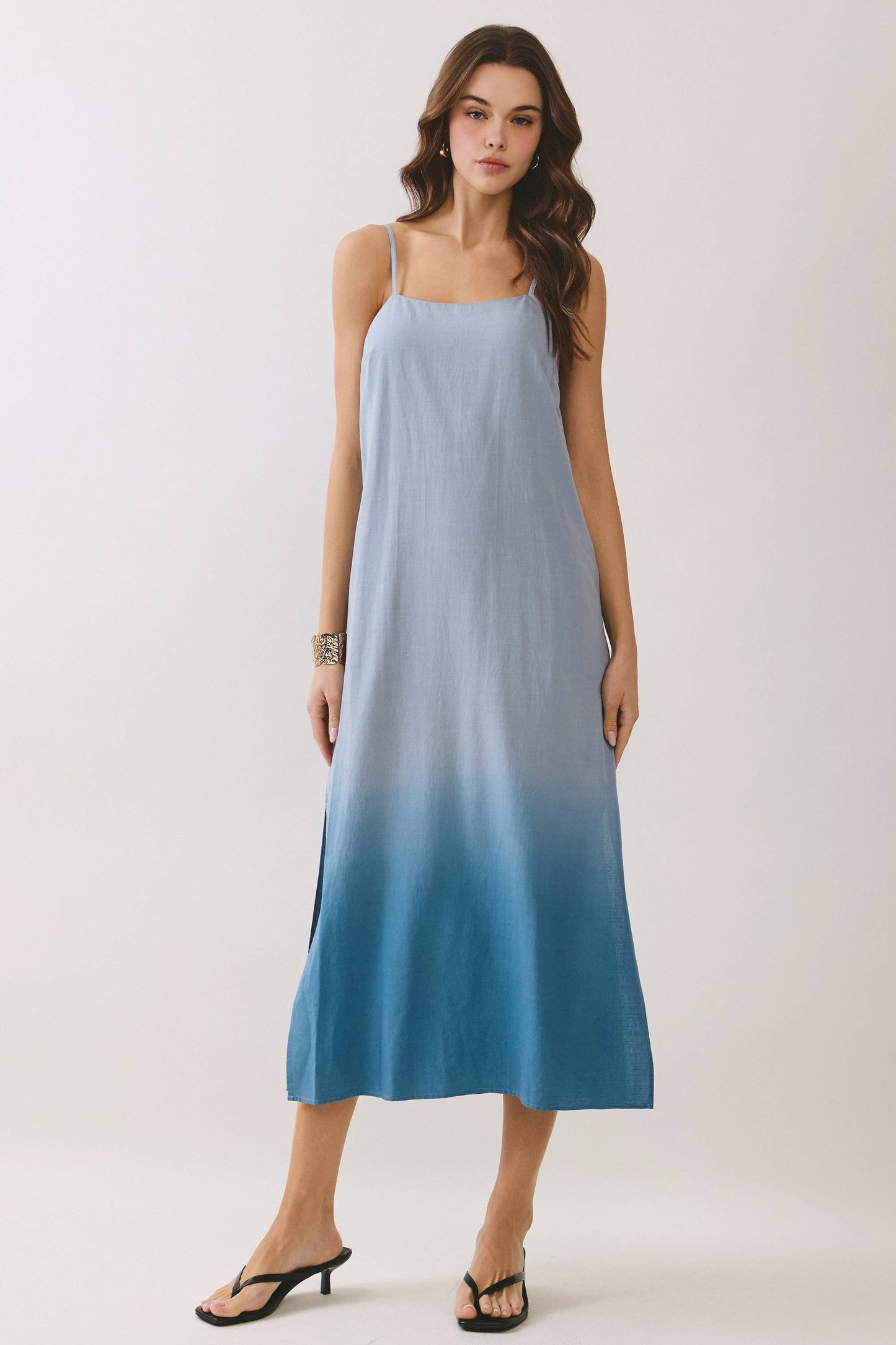 Blue Ombre Slip Midi Dress