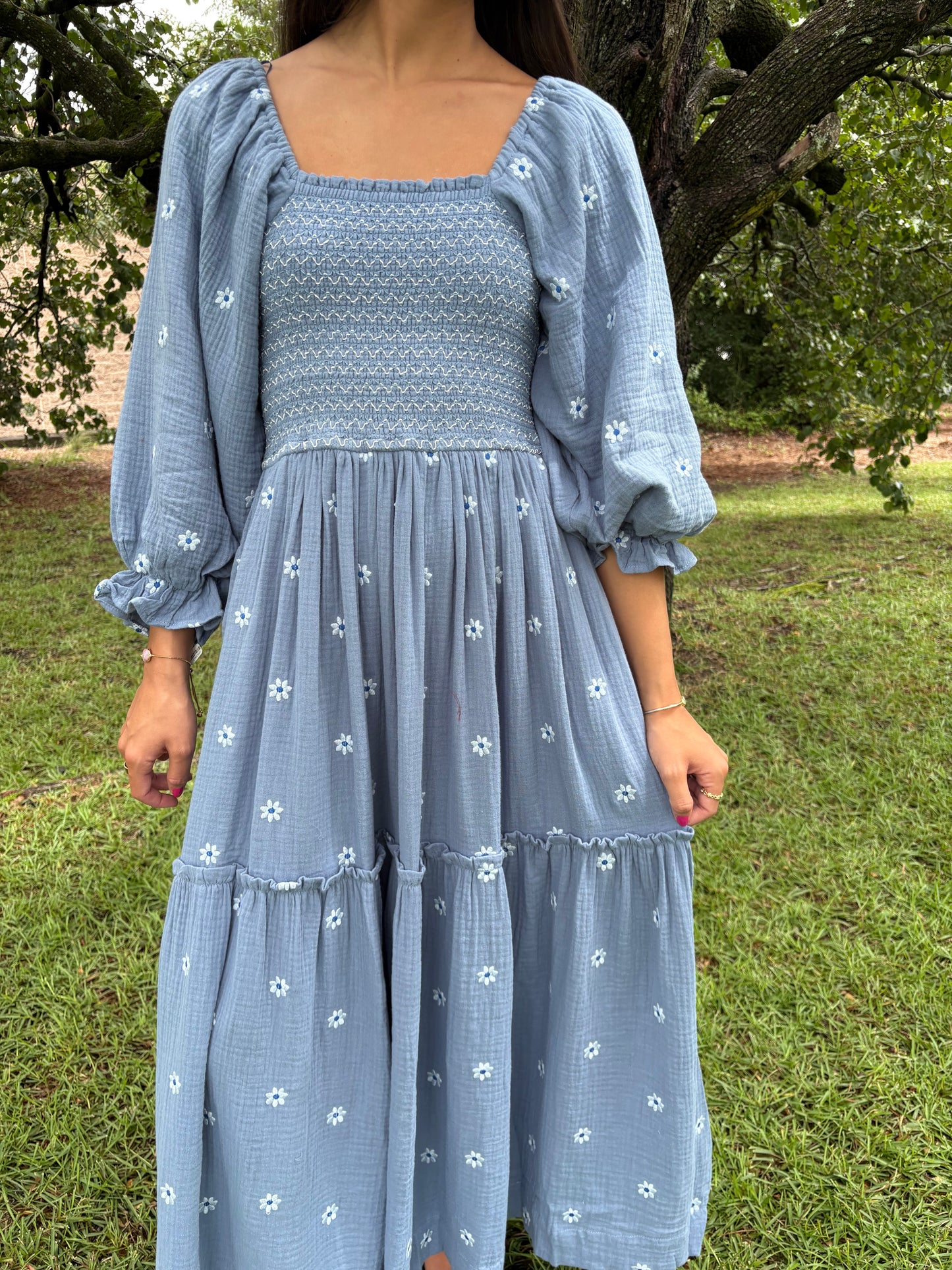 Indigo Embroidered Maxi Dress