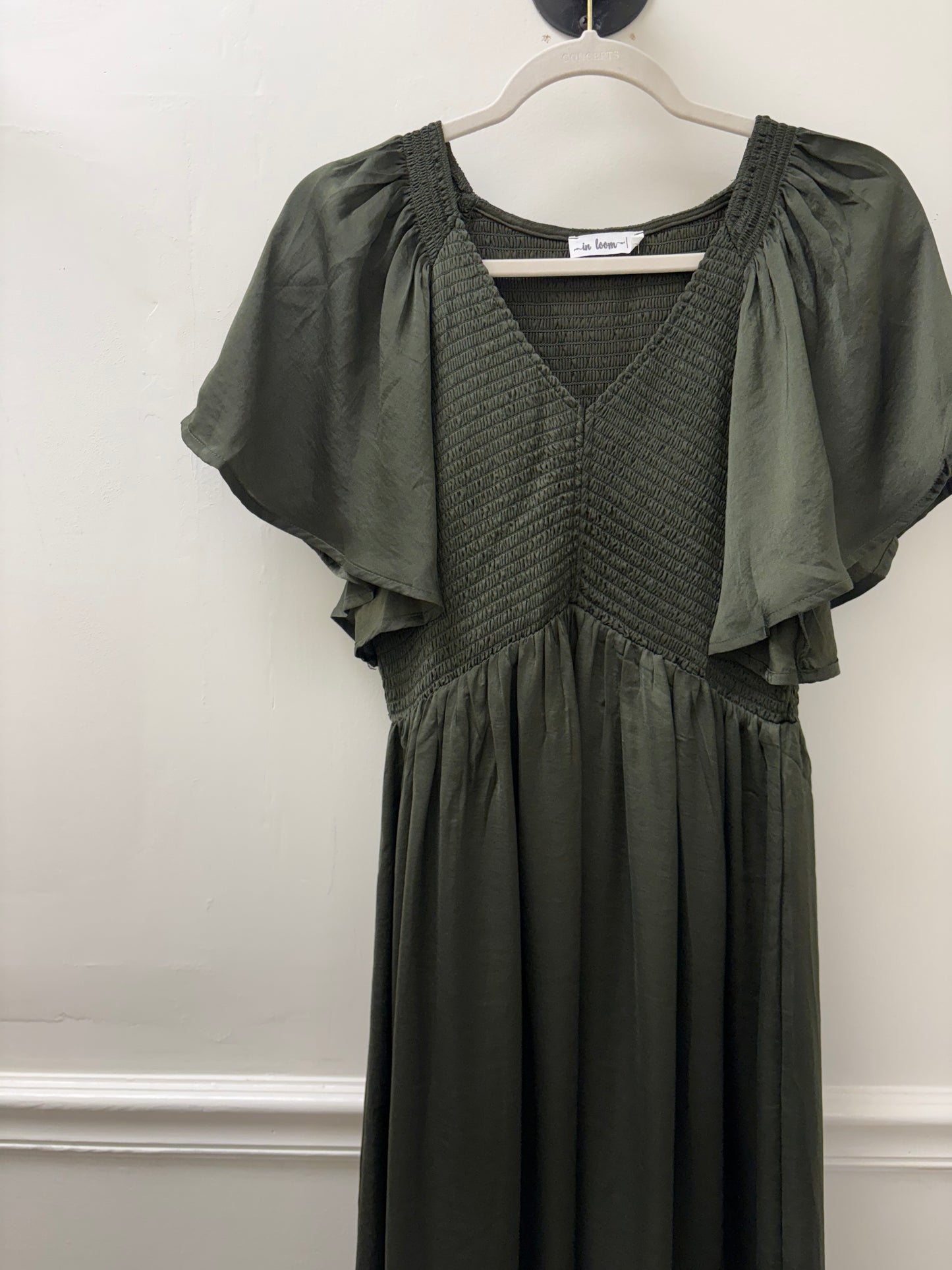 Olive Satin Maxi Dress