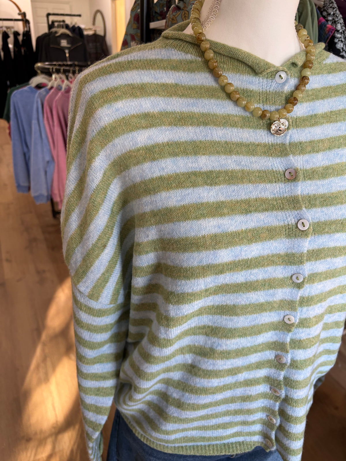 Matcha Striped Piper Cardigan
