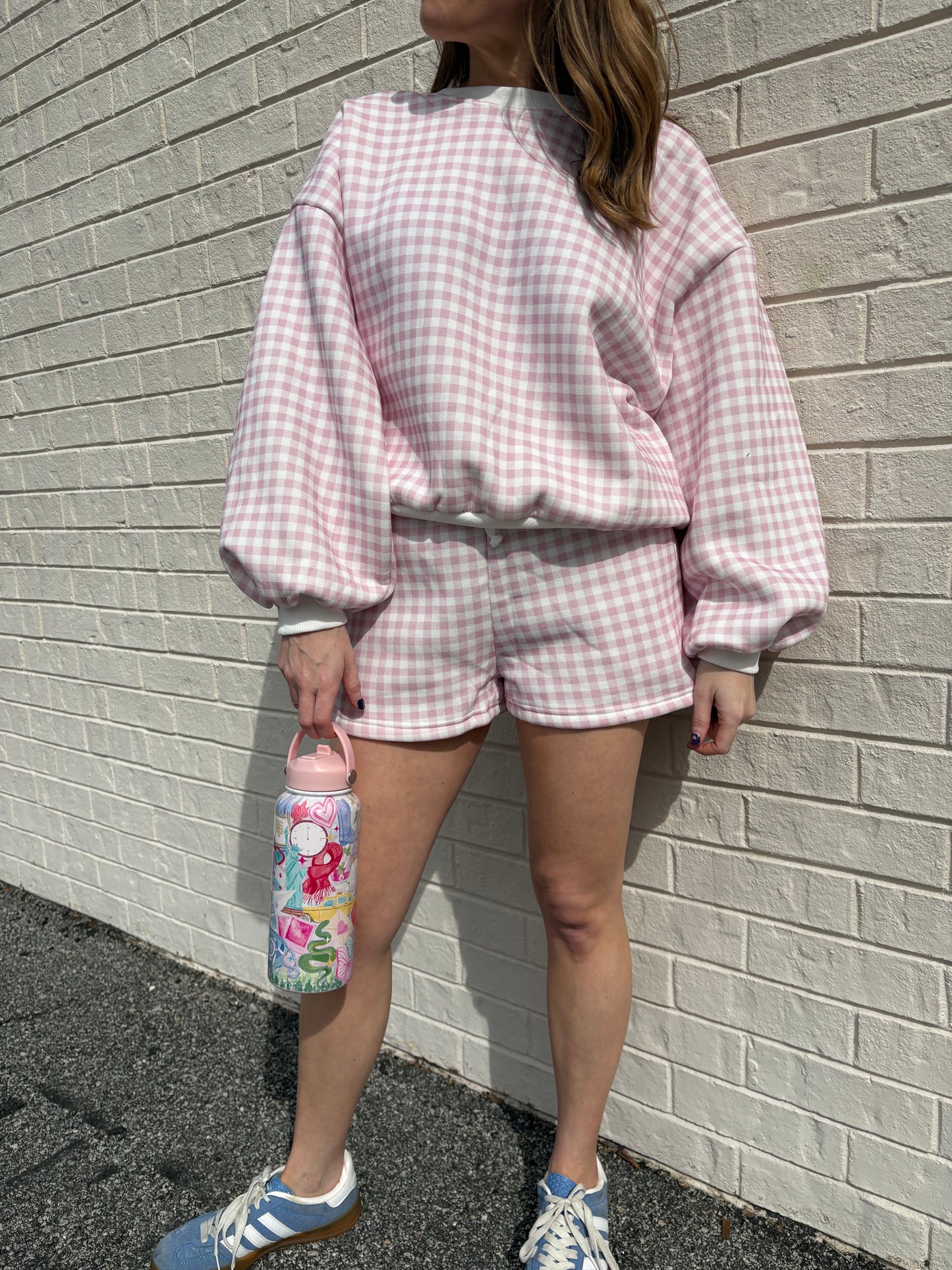 Baby Pink Gingham Shorts Set