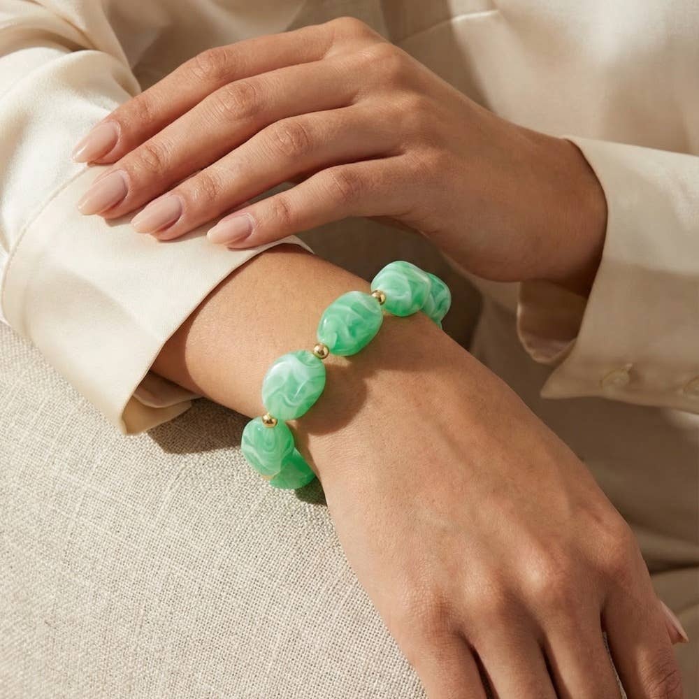 Chunky Marble Resin Beaded Bracelets