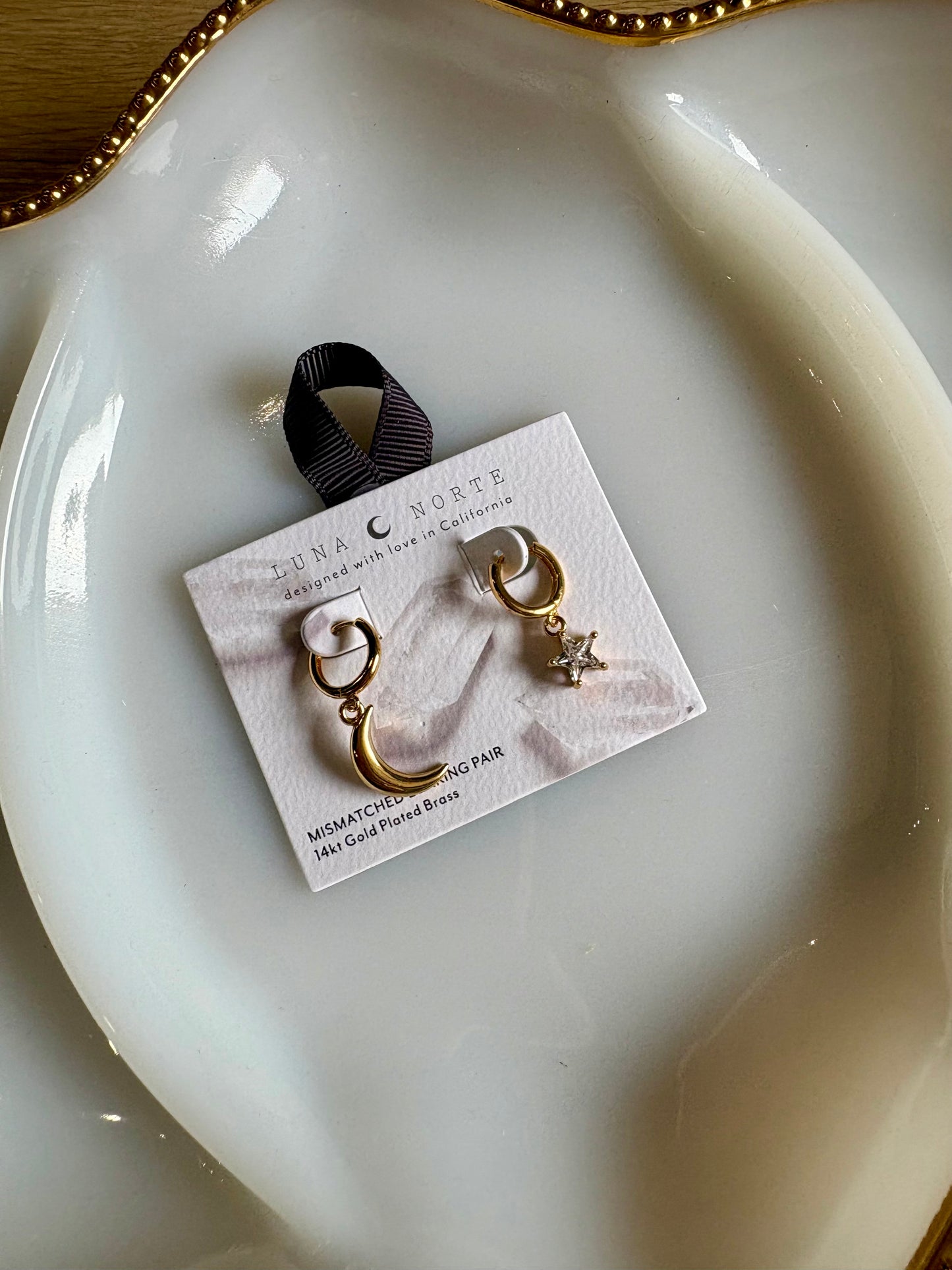 Mismatched Star Moon Huggie Earrings