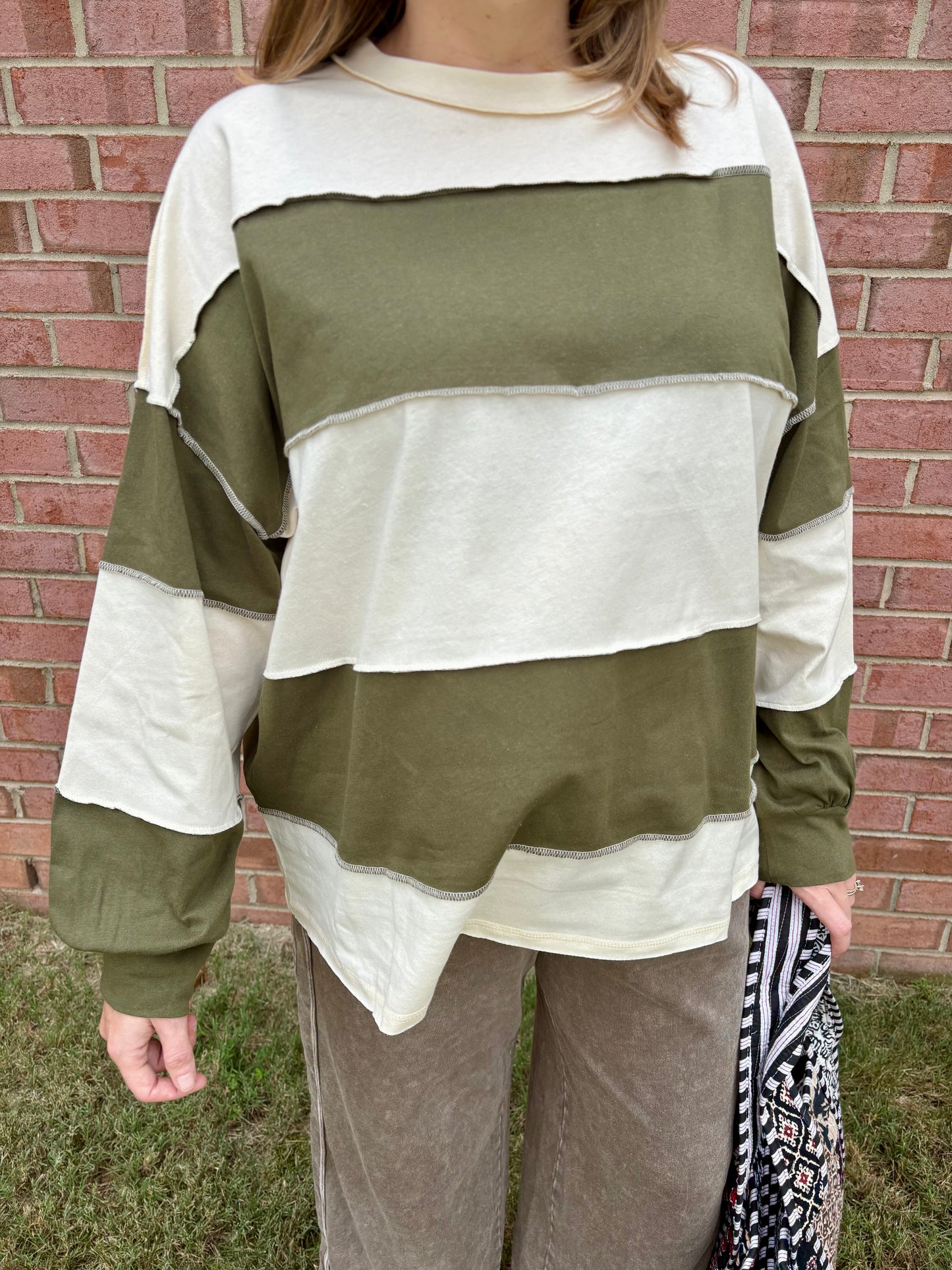 Contrast Striped Long Sleeve Top