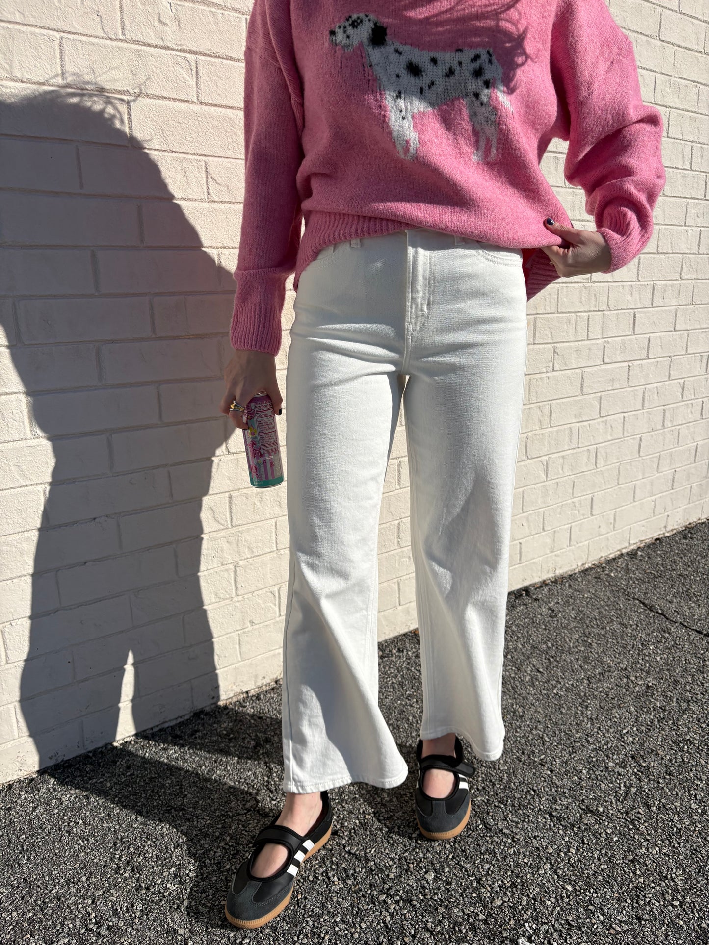 Slim Wide Leg White Denim