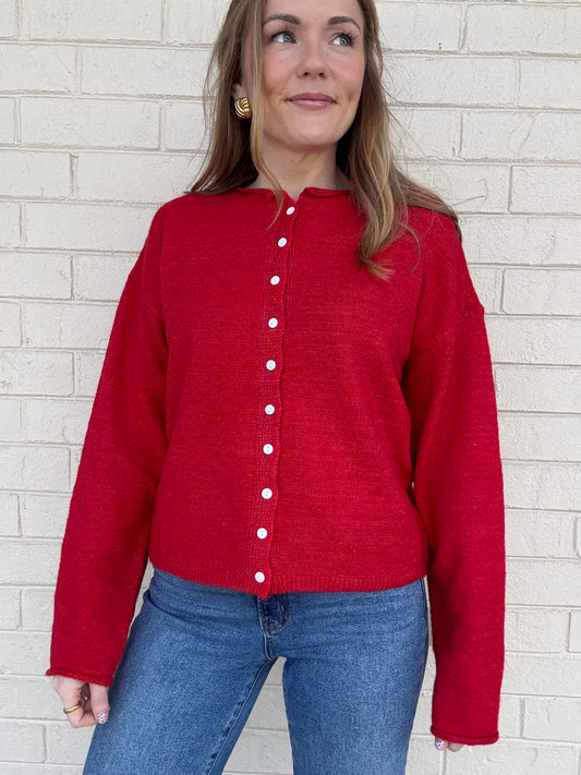 Jacie Red Cardigan