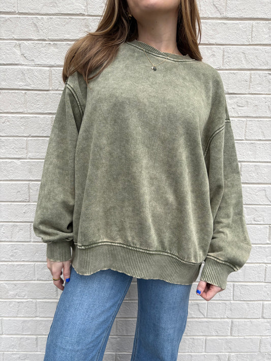 Nina Olive Washed Pullover