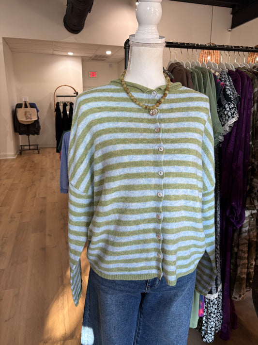 Matcha Striped Piper Cardigan