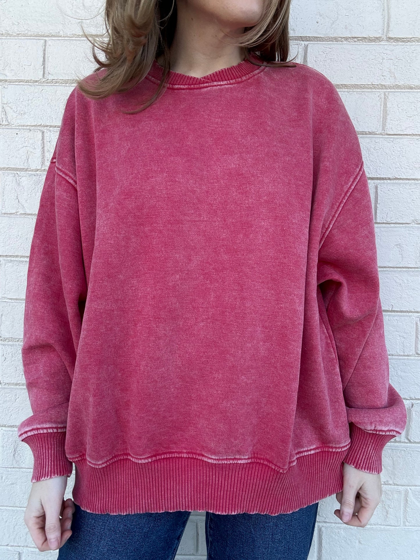 Nina Red Washed Pullover