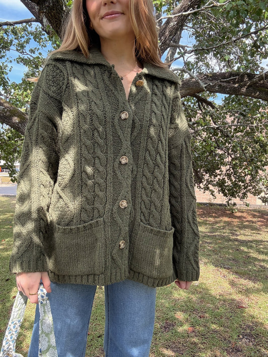 Clara Oversized Olive Cardigan