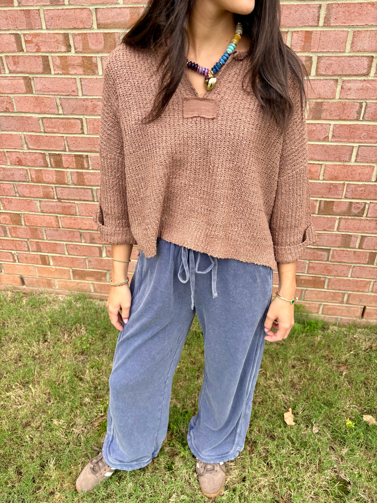 Navy Washed Pants