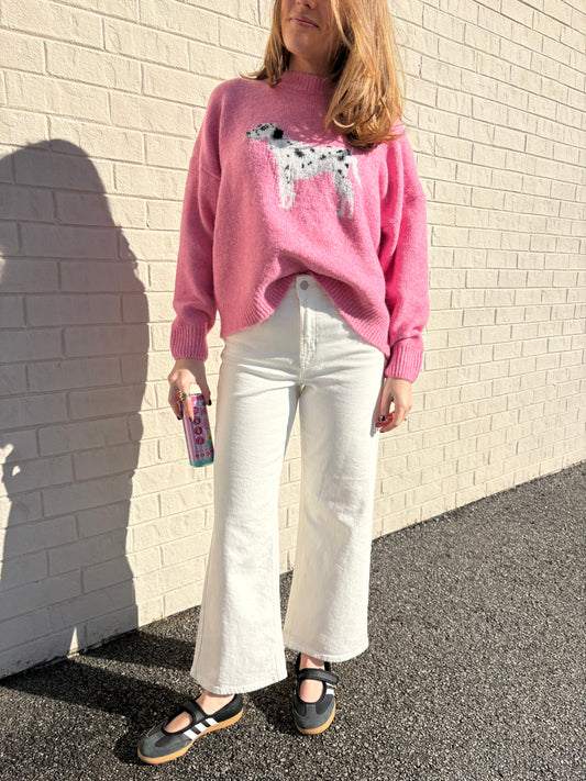 Slim Wide Leg White Denim