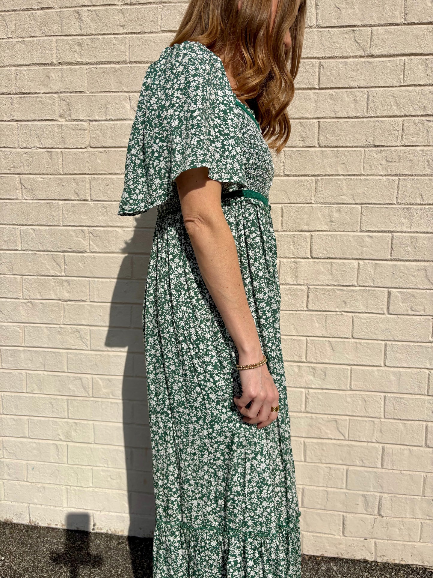 Eucalyptus Flutter Sleeve Maxi Dress