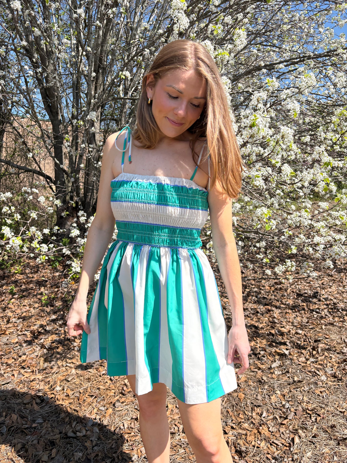 Bogey Green Striped Mini Dress
