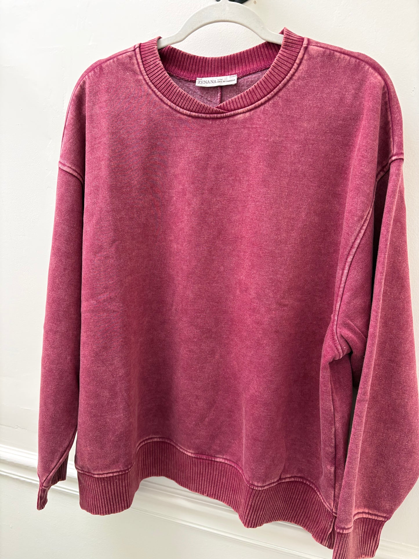 Nina Burgundy Washed Pullover