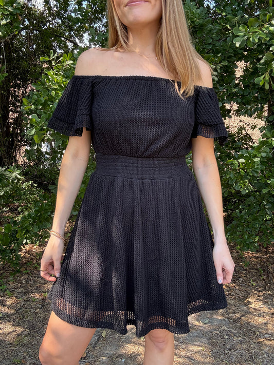 Black Crochet Mini Dress