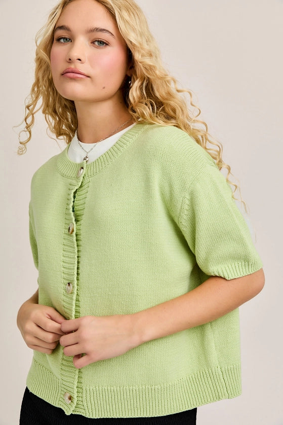 Key Lime Short Sleeve Cardigan