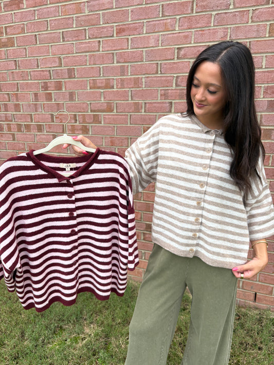 Bonnie Striped Short Sleeve Cardigans