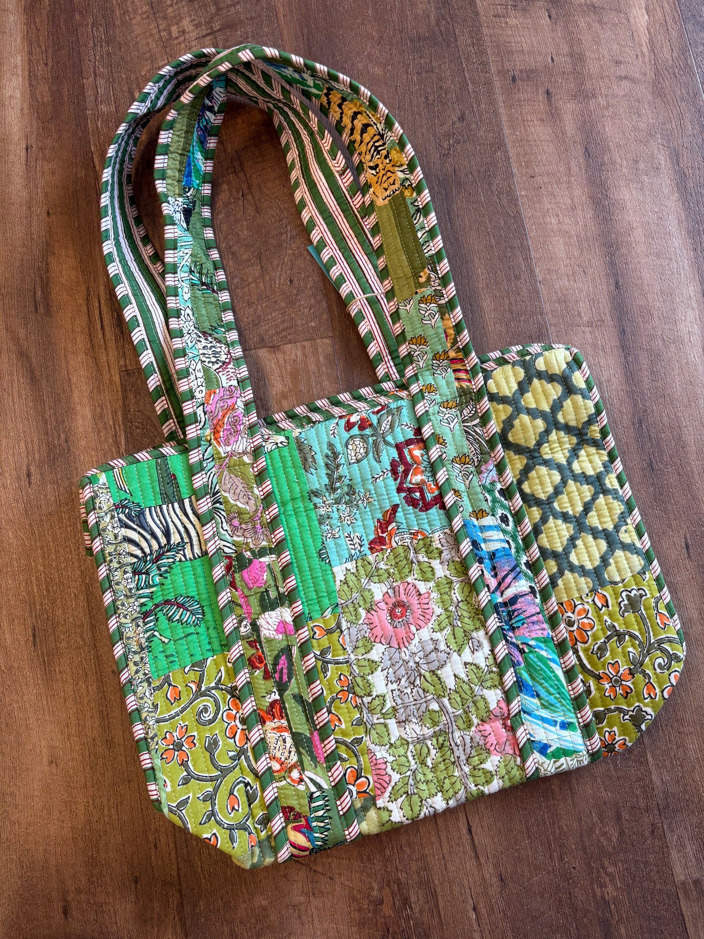Green Small Quilted Tote