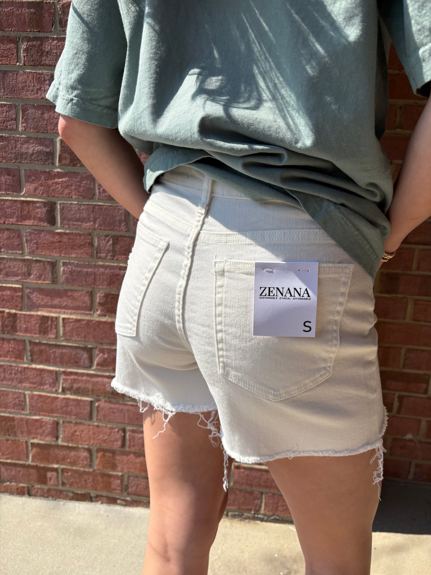 White Raw Hem Denim Shorts