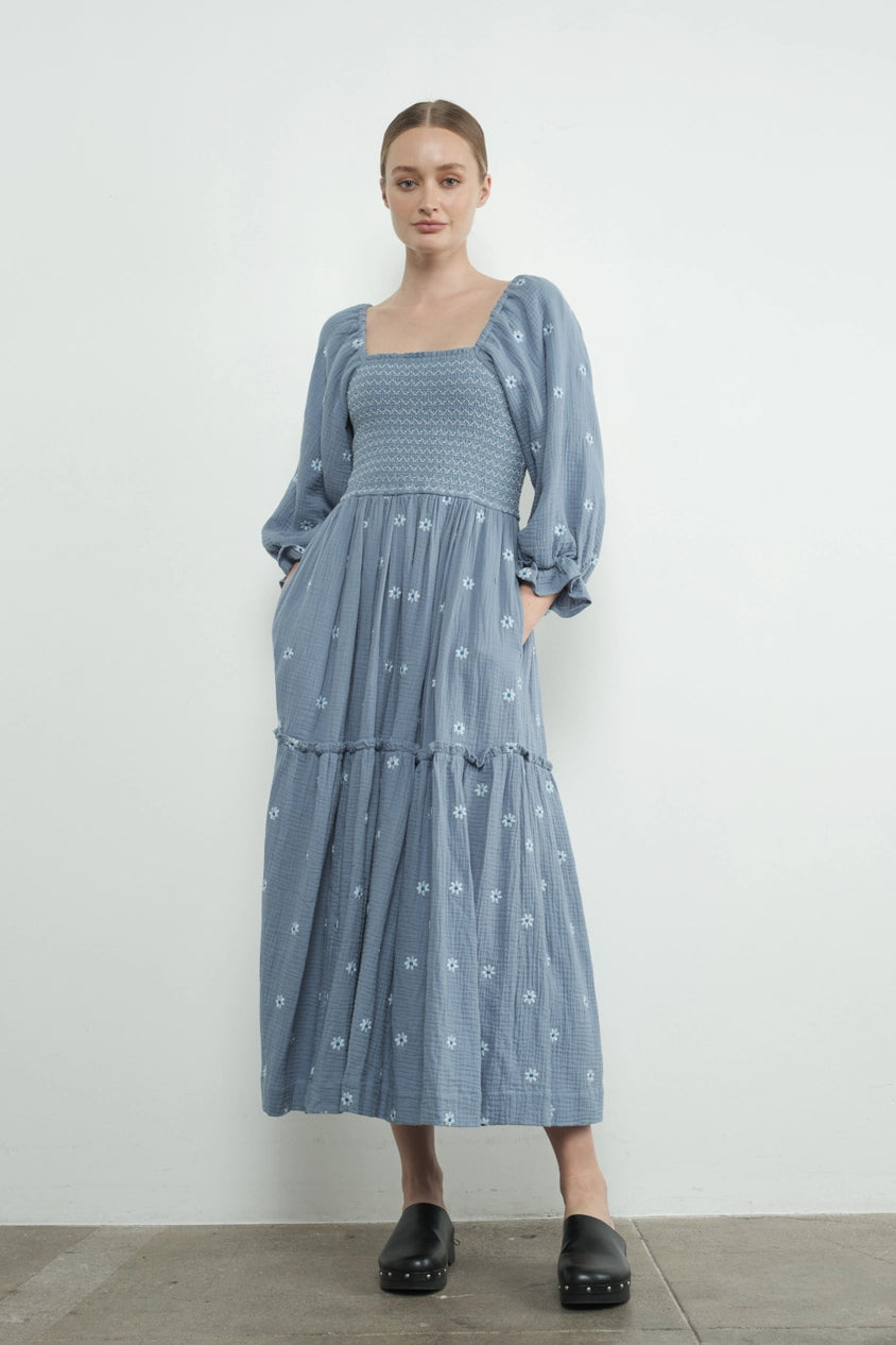 Indigo Embroidered Maxi Dress