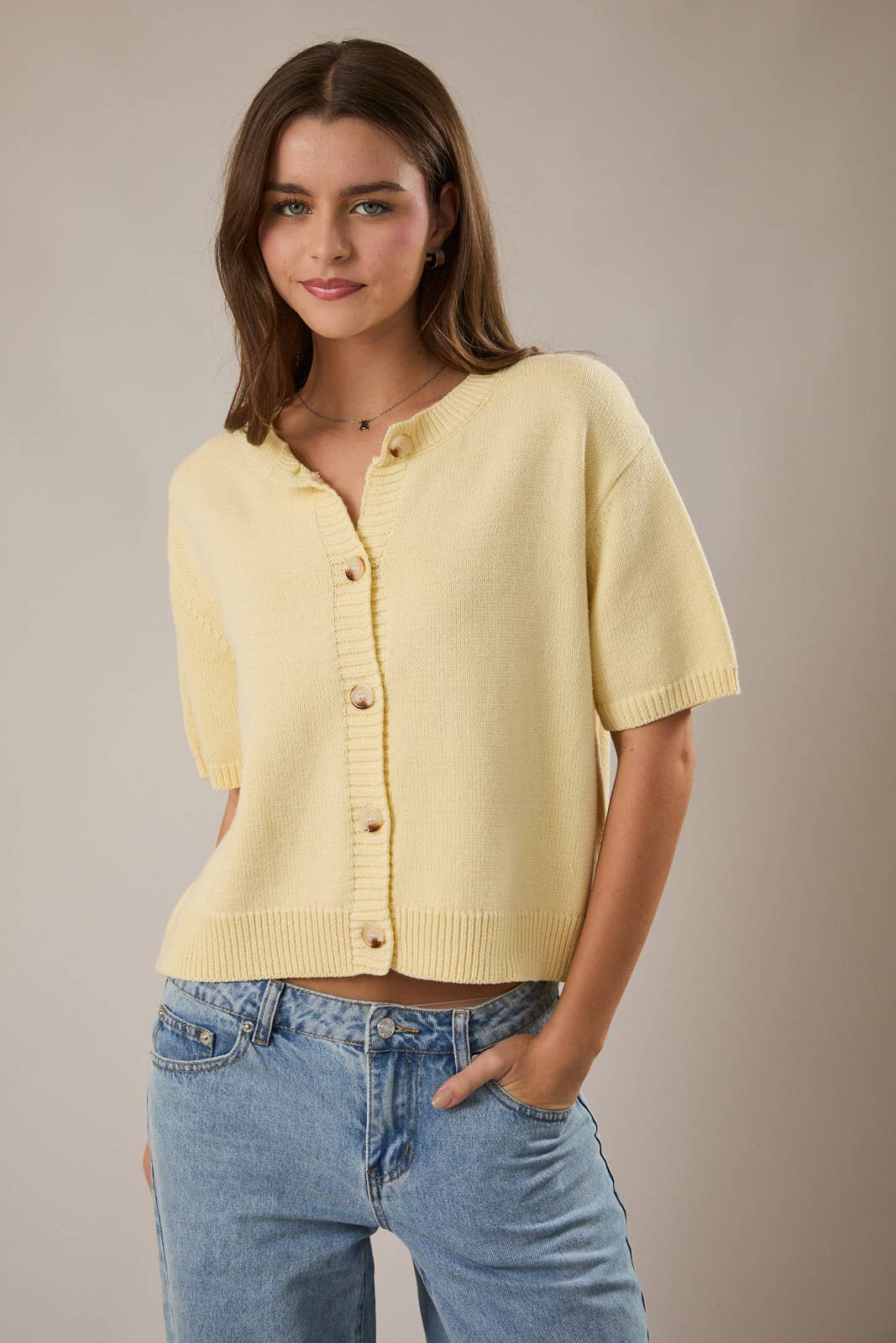 Butter Yellow Short Sleeve Cardigan
