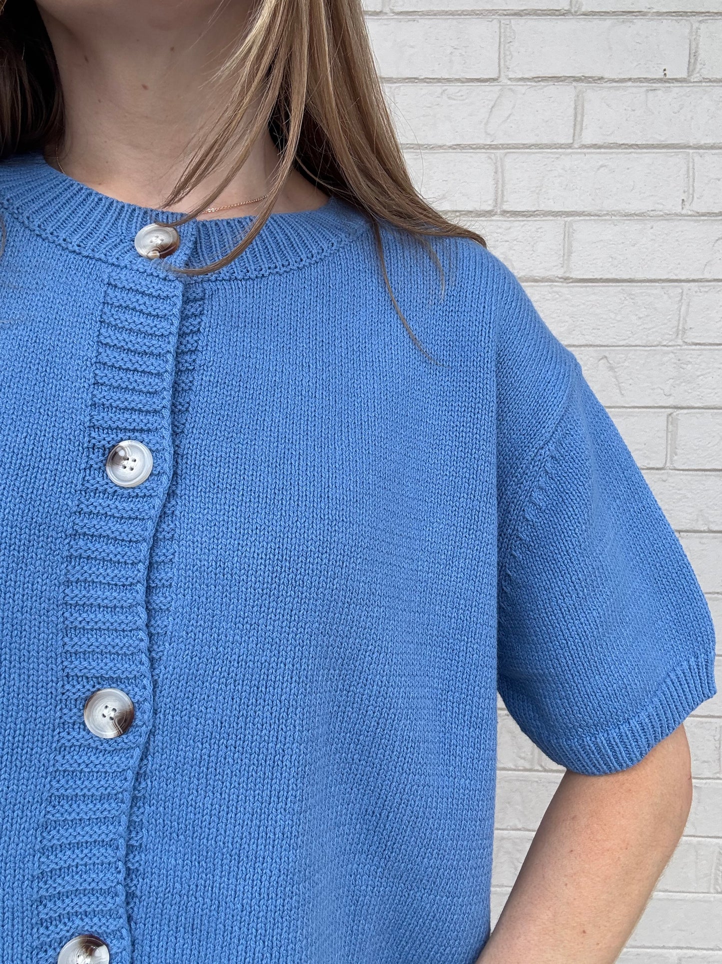 Carter Blue Short Sleeve Cardigan