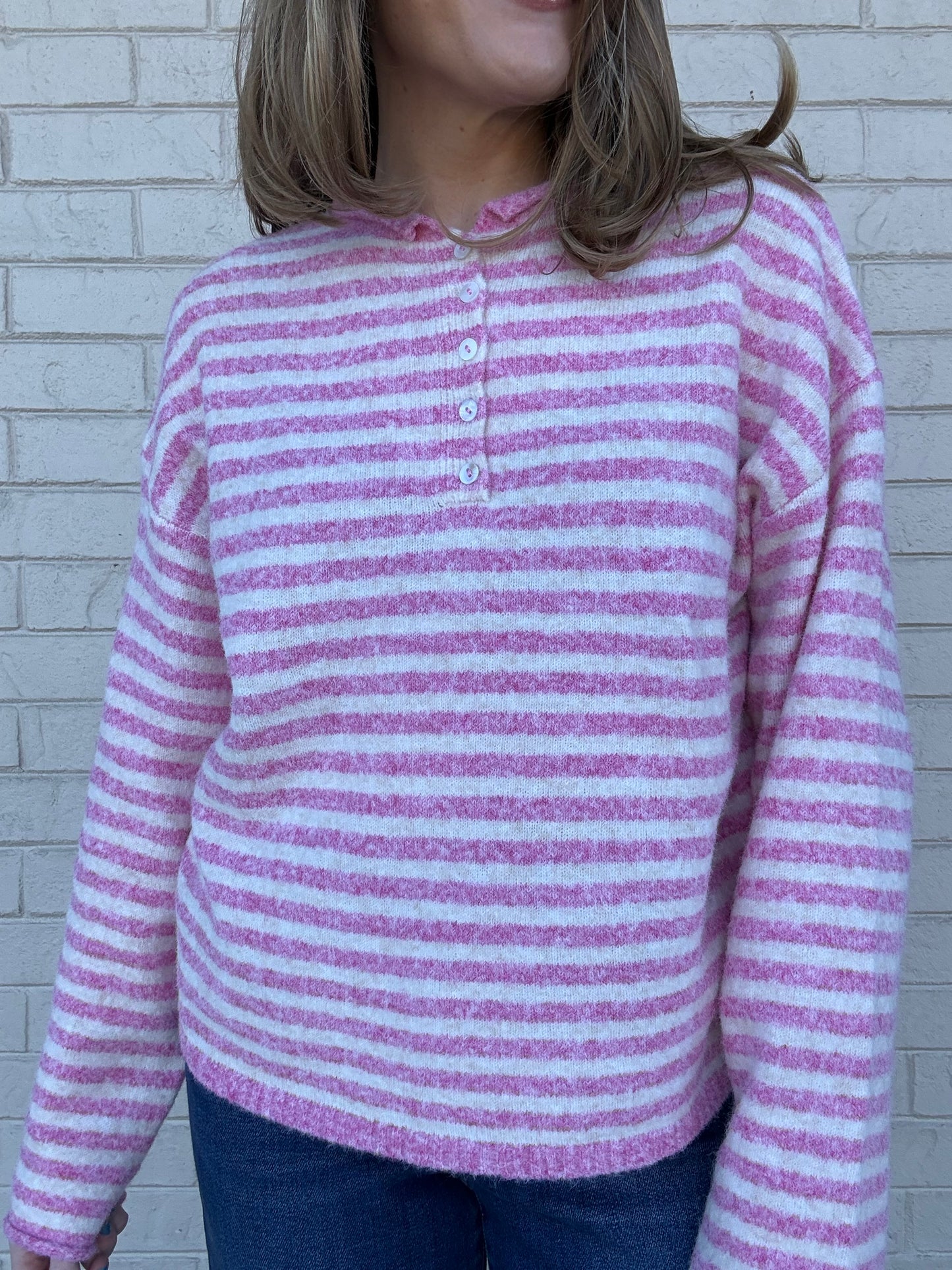 Bubblegum Henley Piper Cardigan