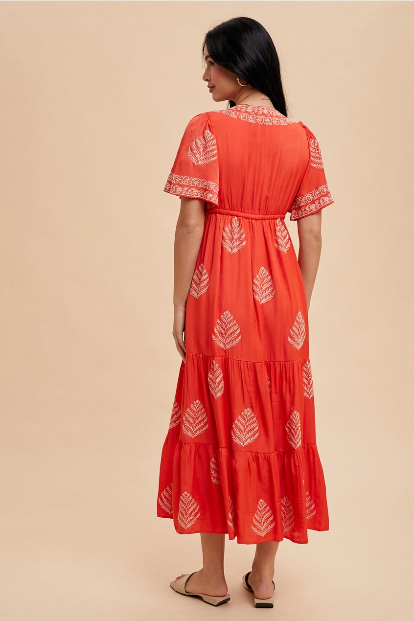 Chili Embroidered Maxi Dress