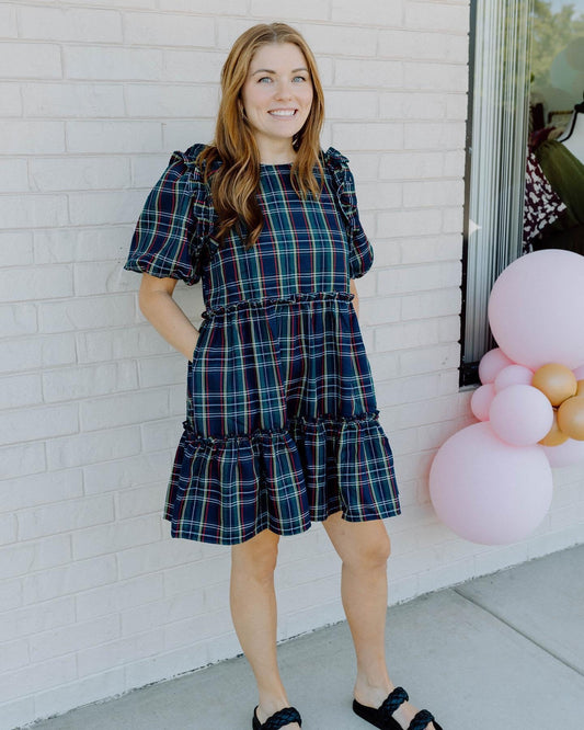 Navy Plaid Dress