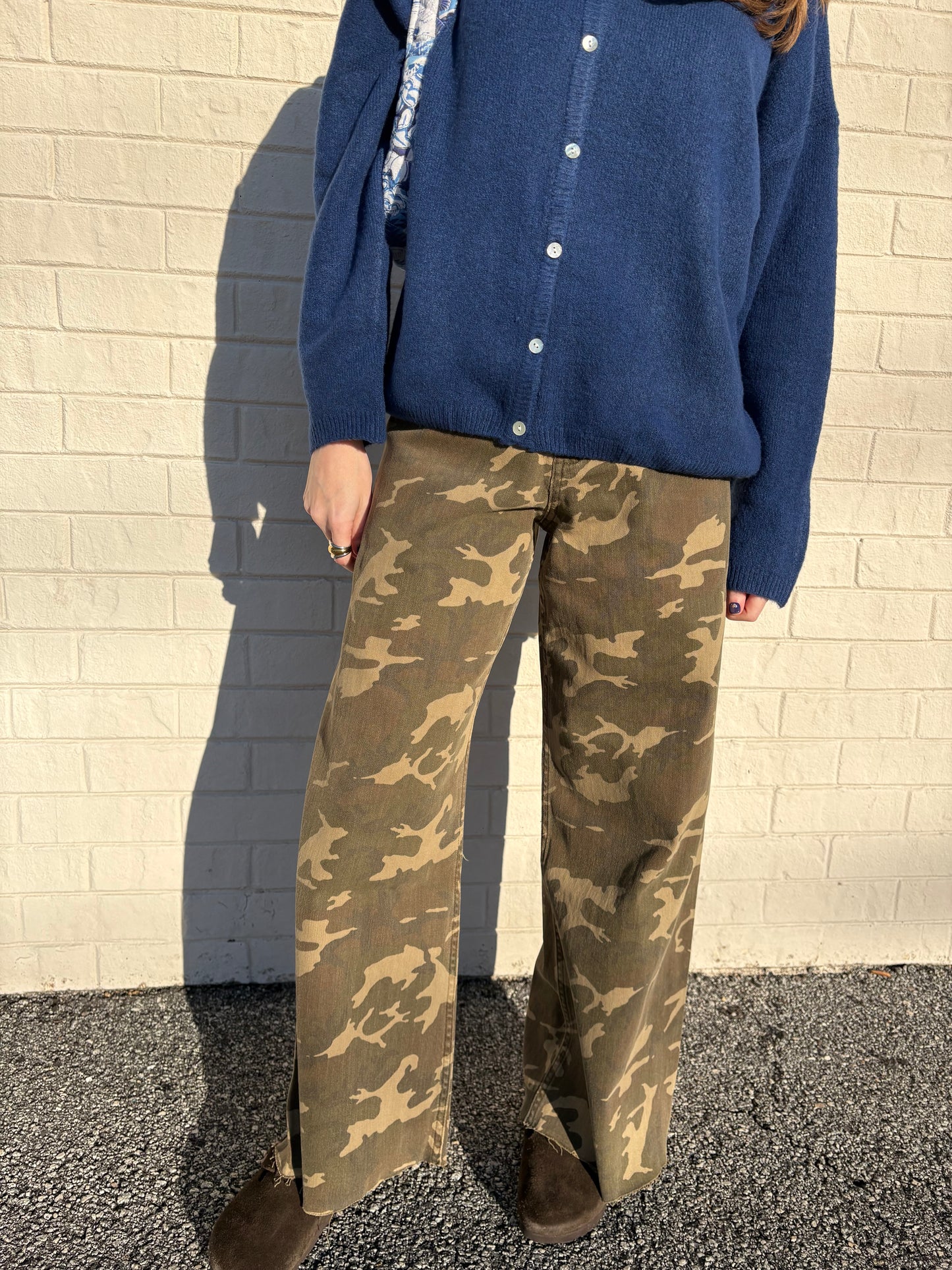 Camouflage Print Denim Pants