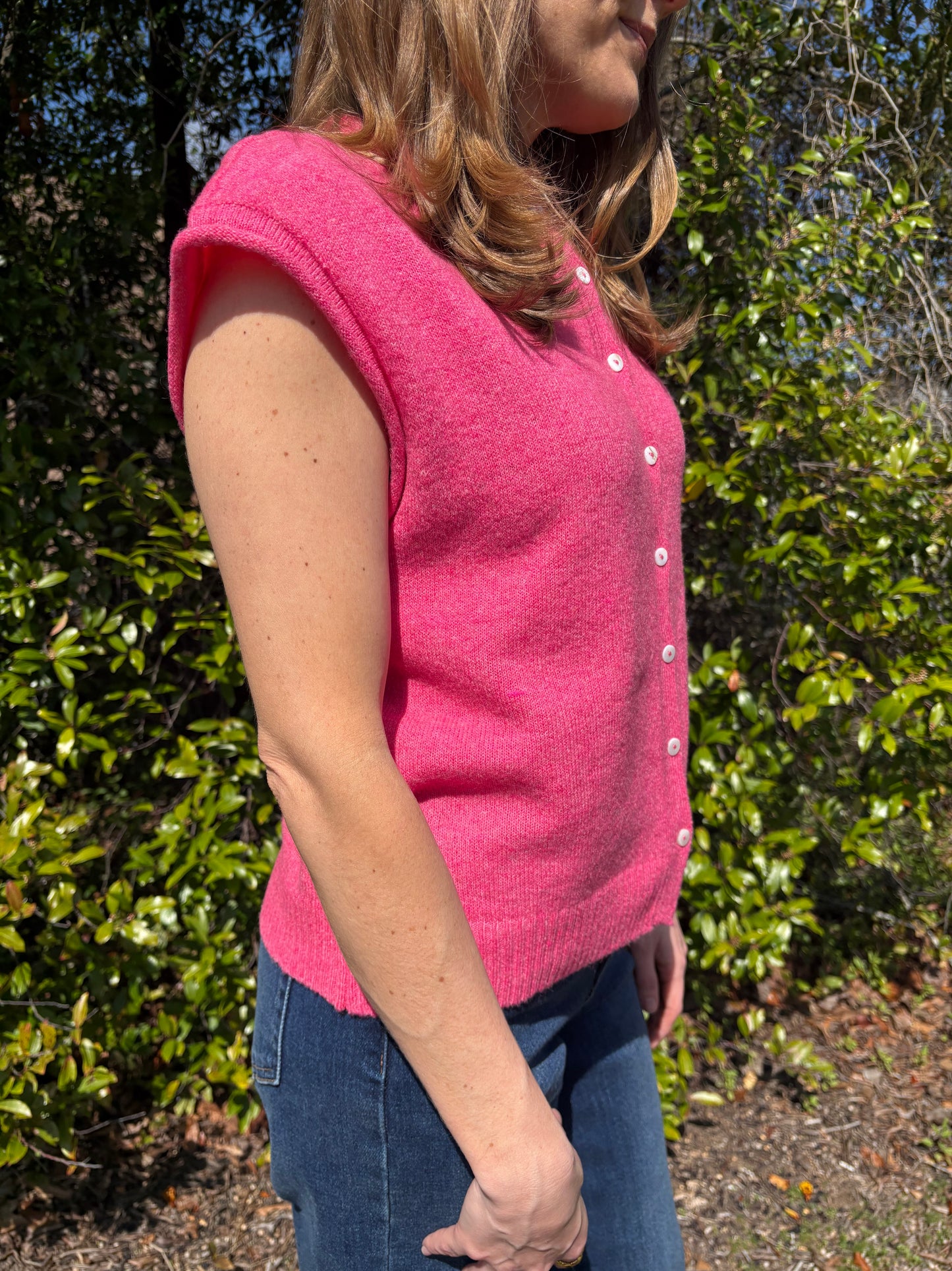 Pink Piper Vest Cardigan