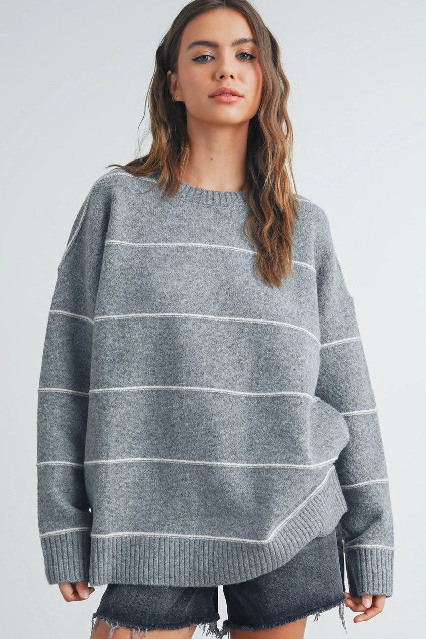 Grey Striped Sweater