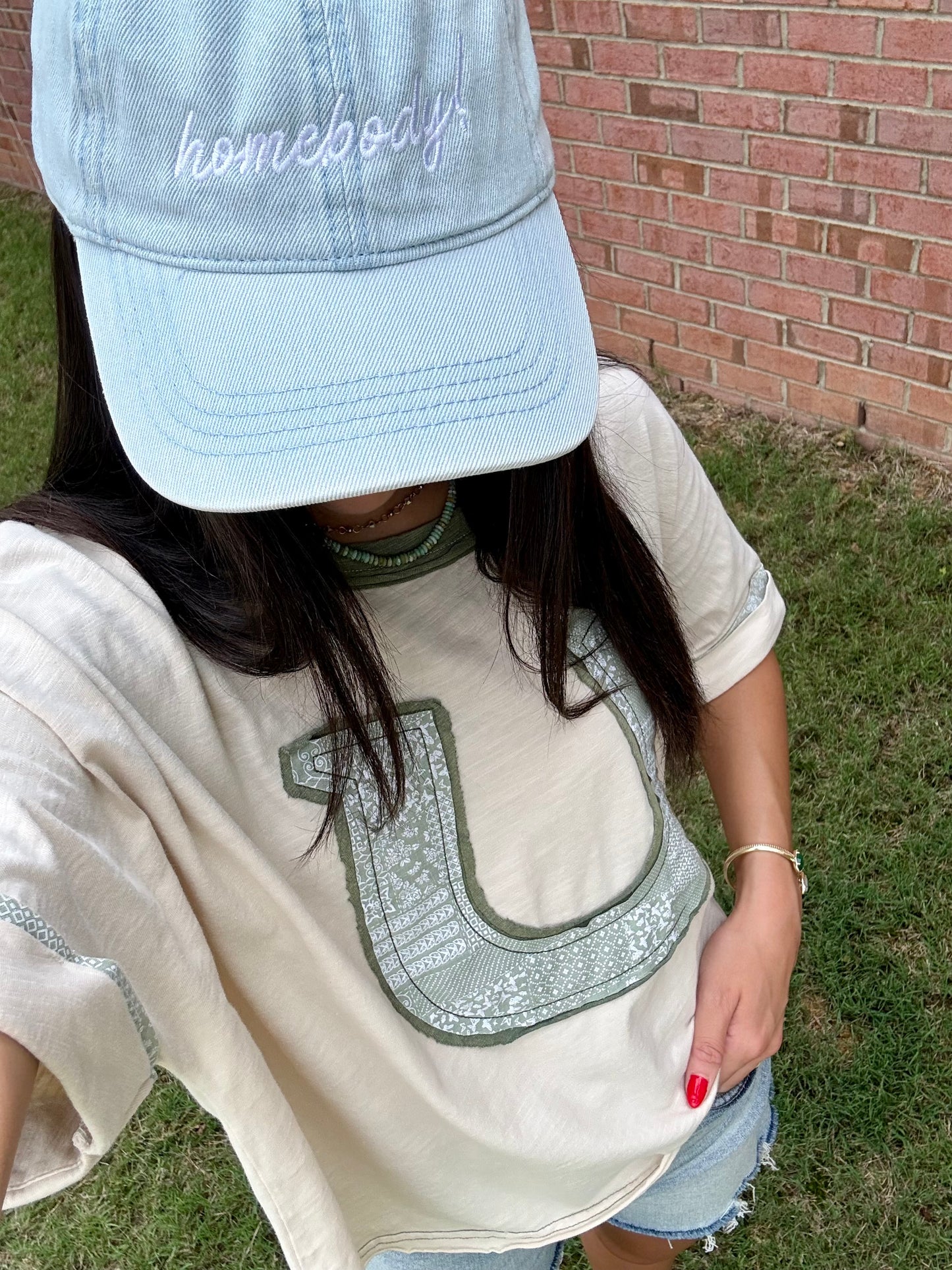 Sage Horseshoe Patchwork Blouse