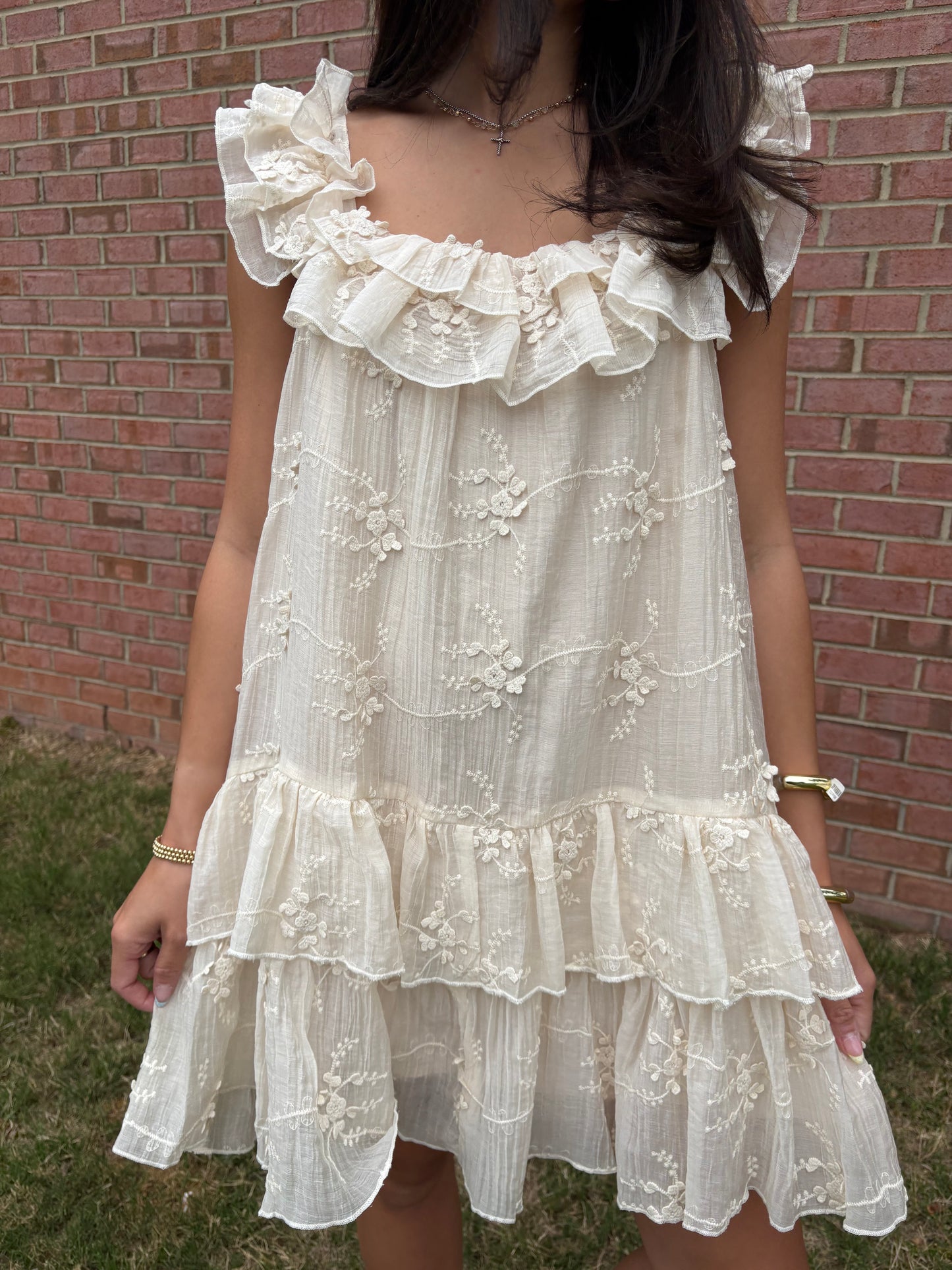 Mae Ruffled Embroidered Dress