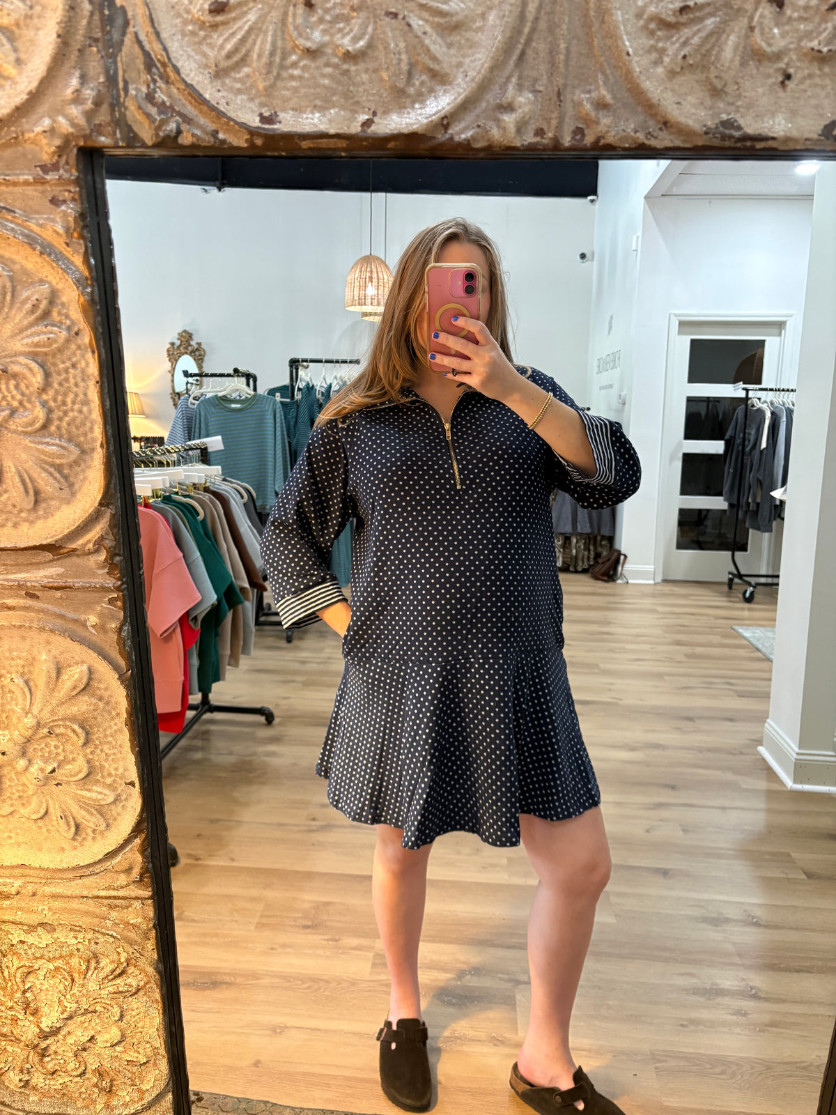 Going Places Navy Polka Dot Dress