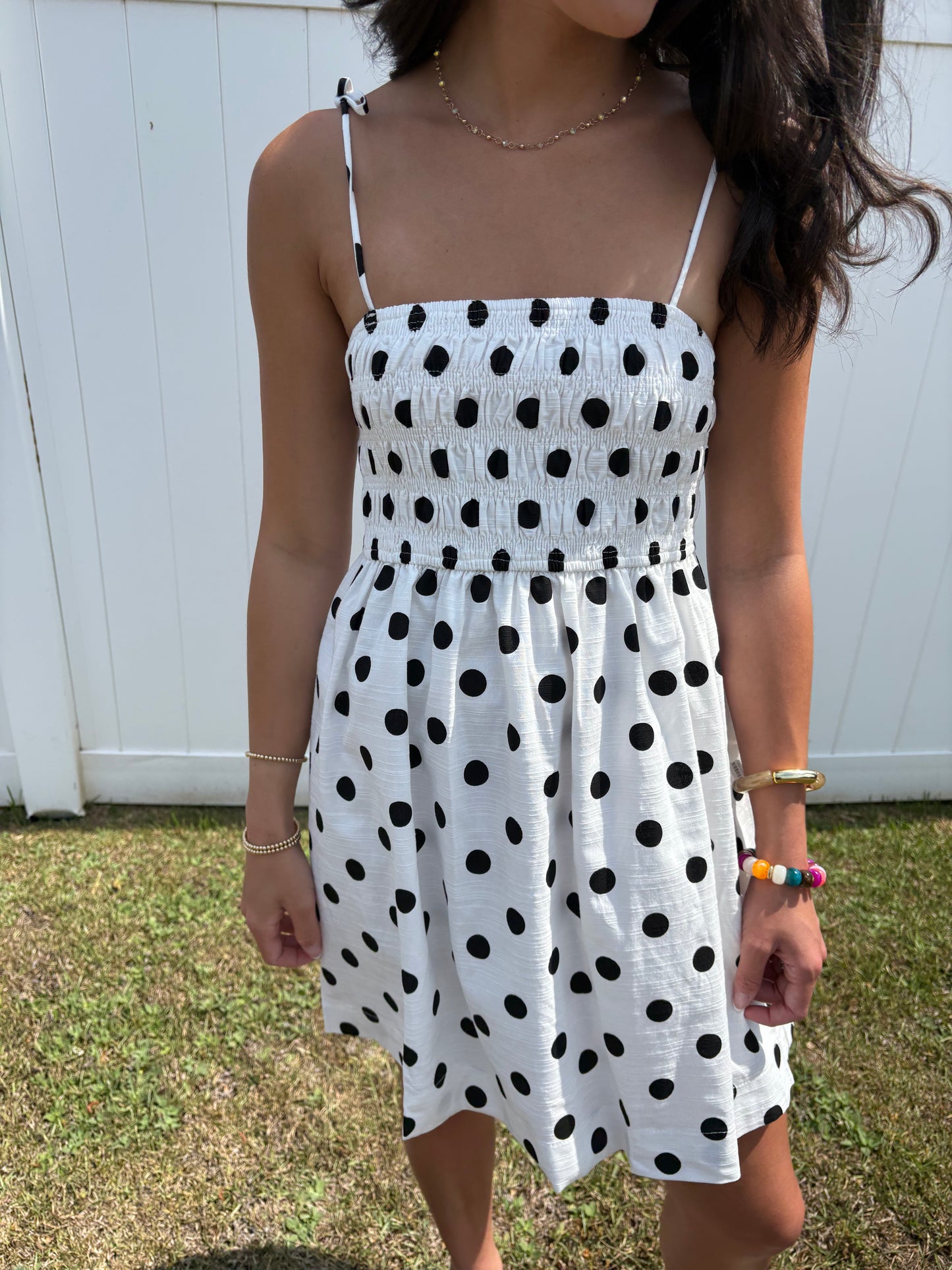 Polka Dot Smocked Mini Dress