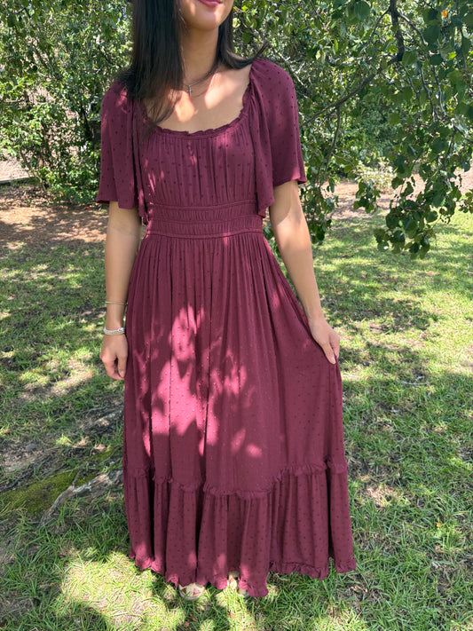 Cherry Swiss Dot Maxi Dress