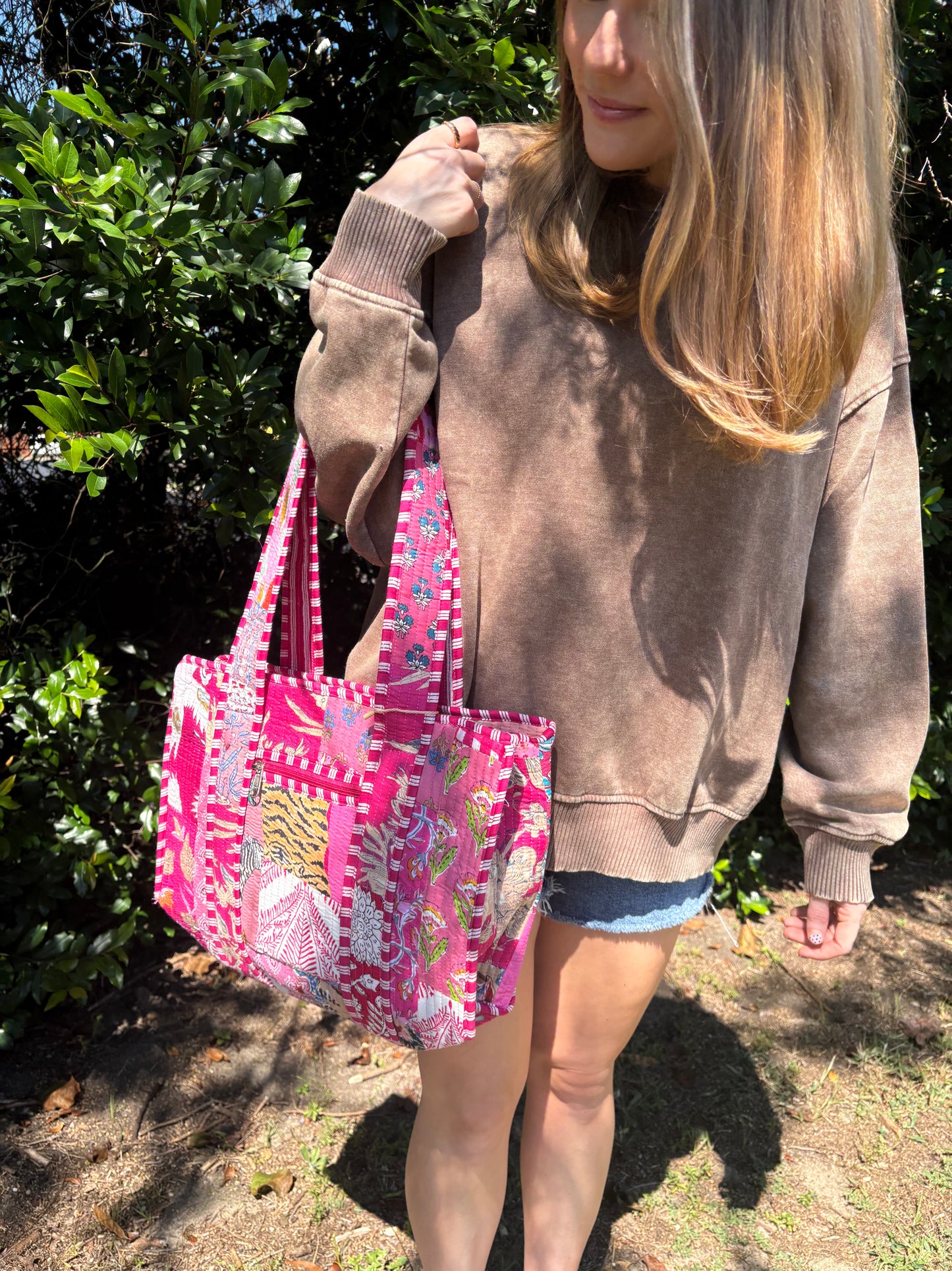 Pink Small Quilted Tote