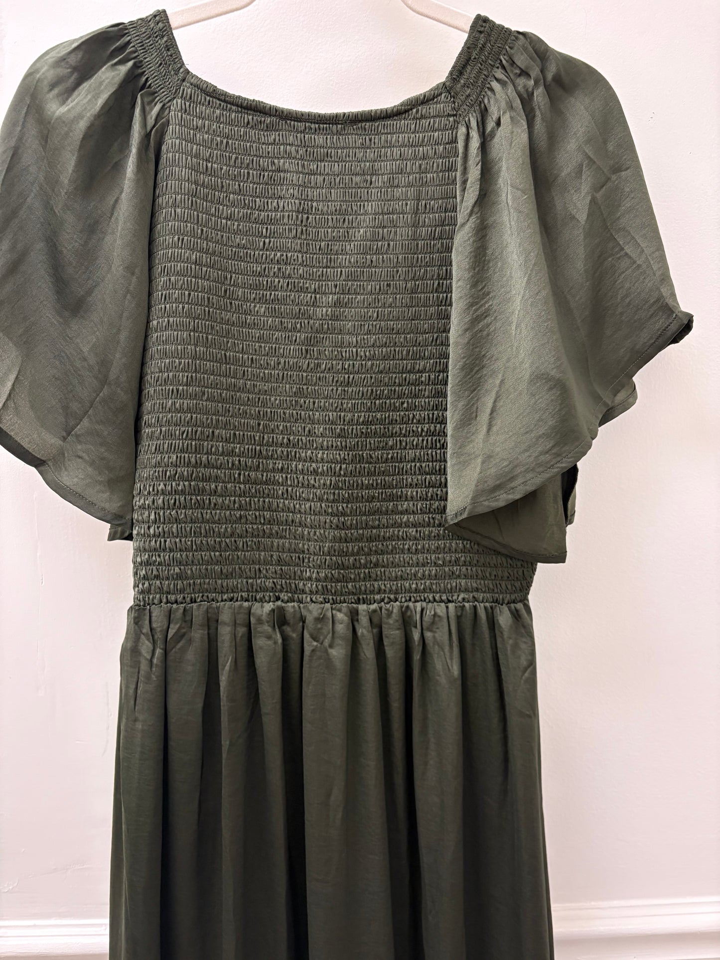 Olive Satin Maxi Dress