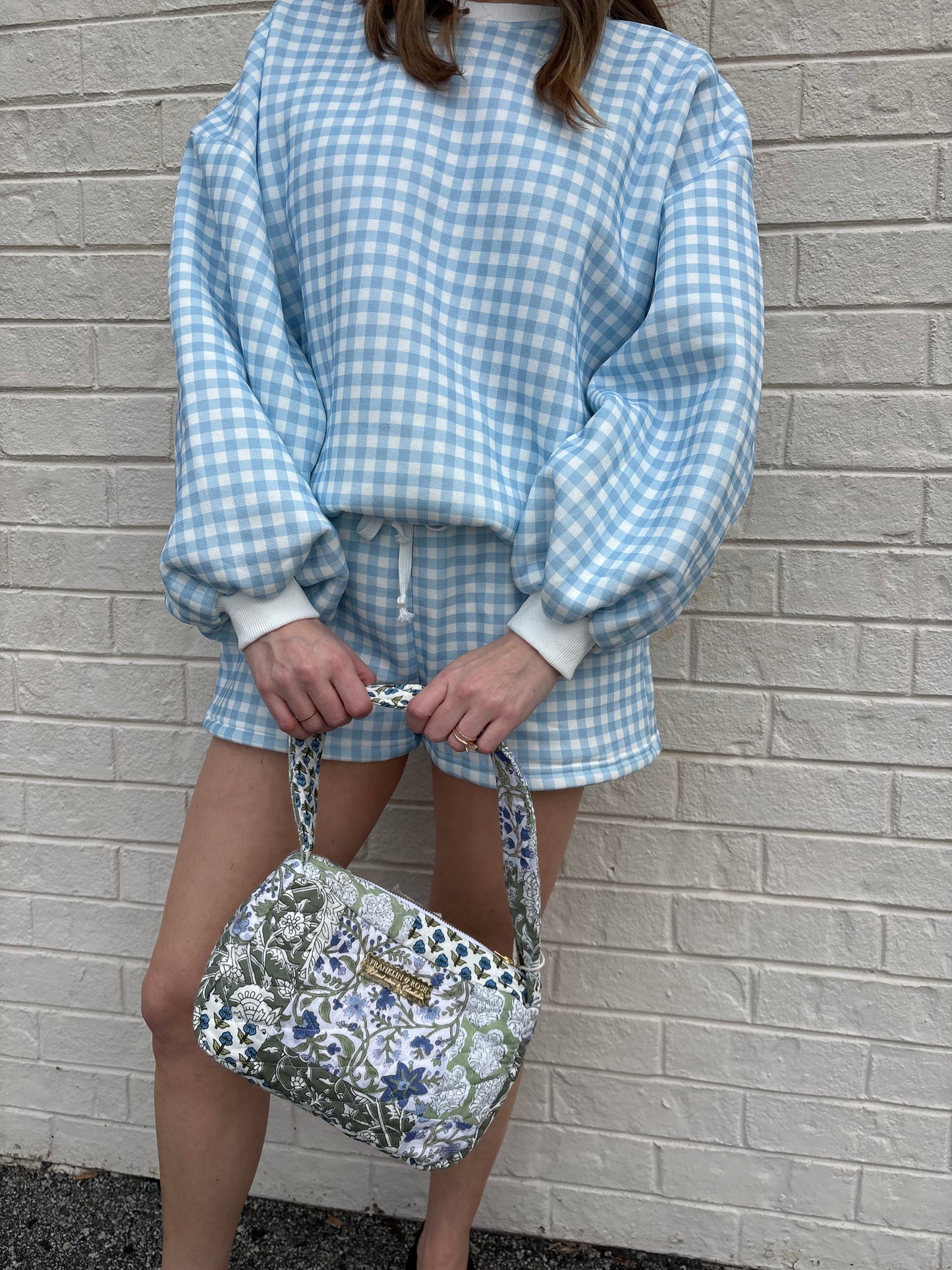 Baby Blue Gingham Shorts Set