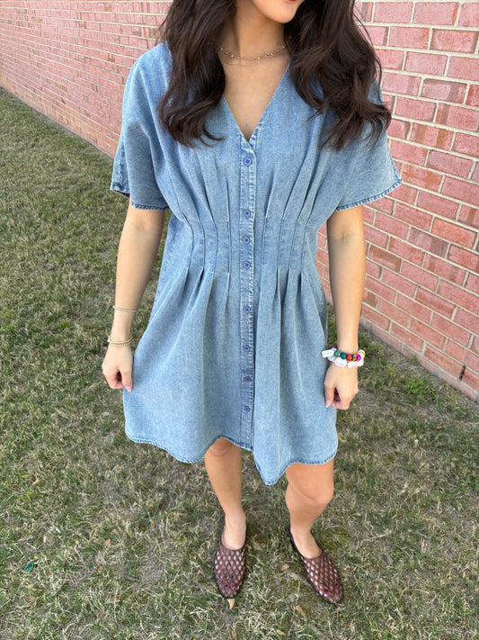 Indigo Chambray Mini Dress