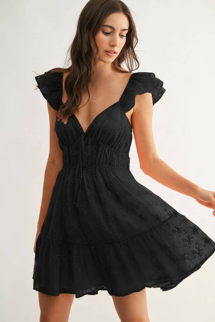 Black Chiffon Embroidered Dress