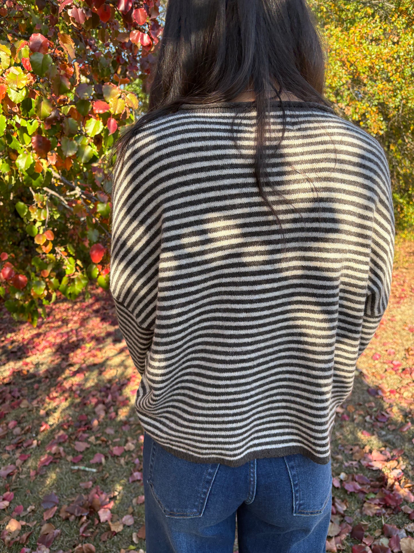 Brown Striped Cardigan