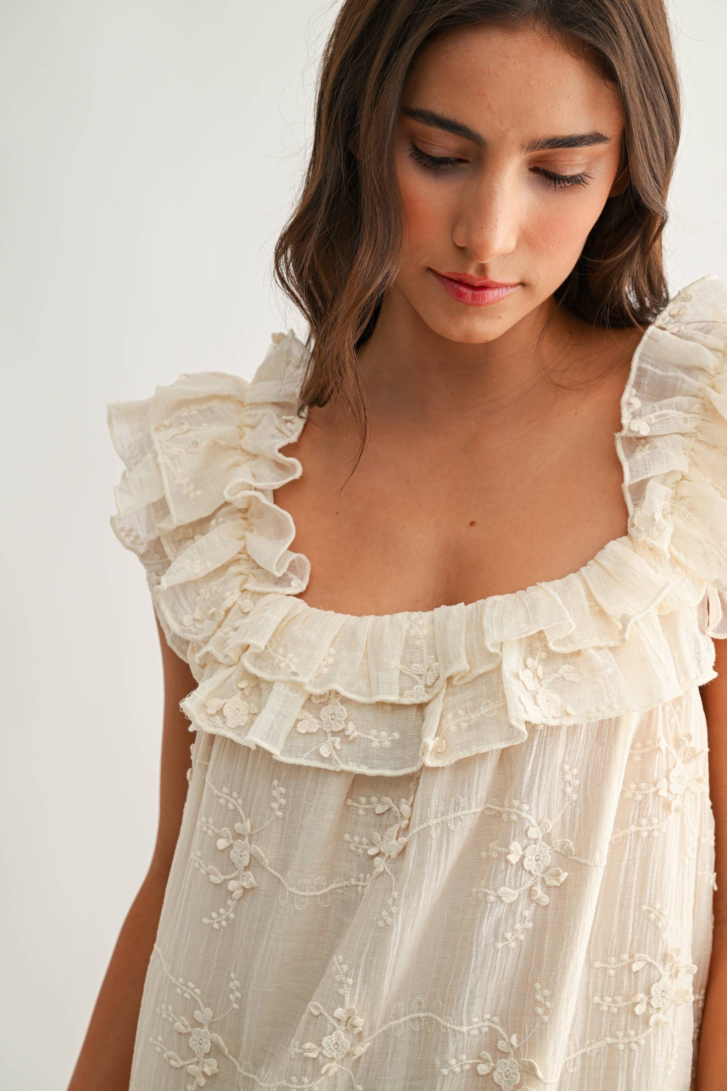 Mae Ruffled Embroidered Dress
